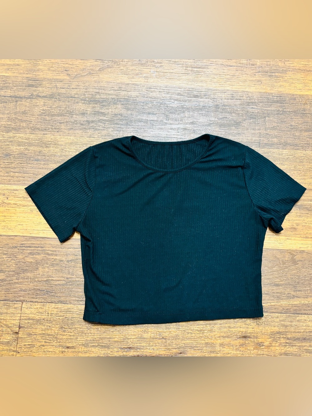 Everyday Black Ribbed Crop Tee